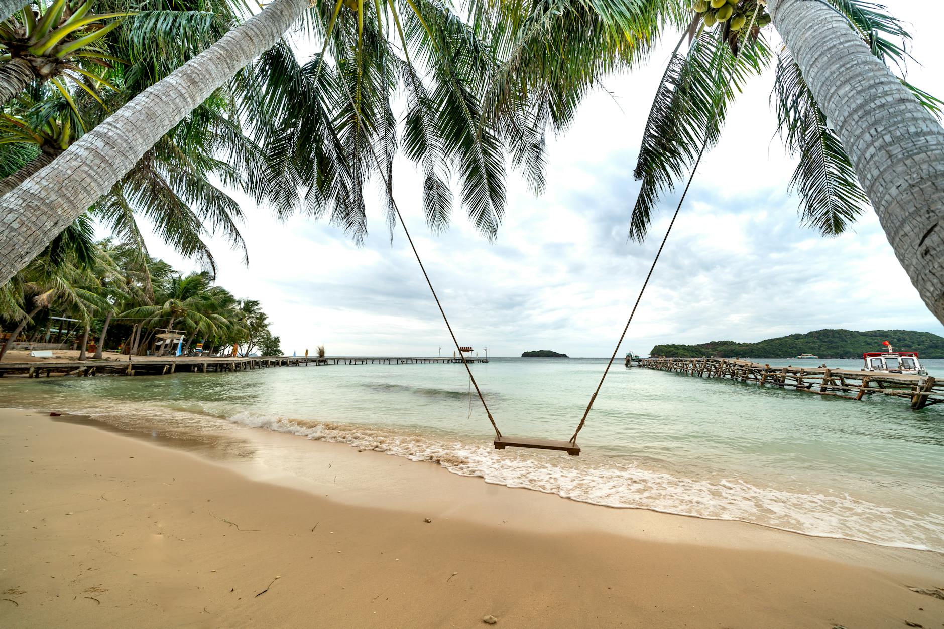 a swing on a beach