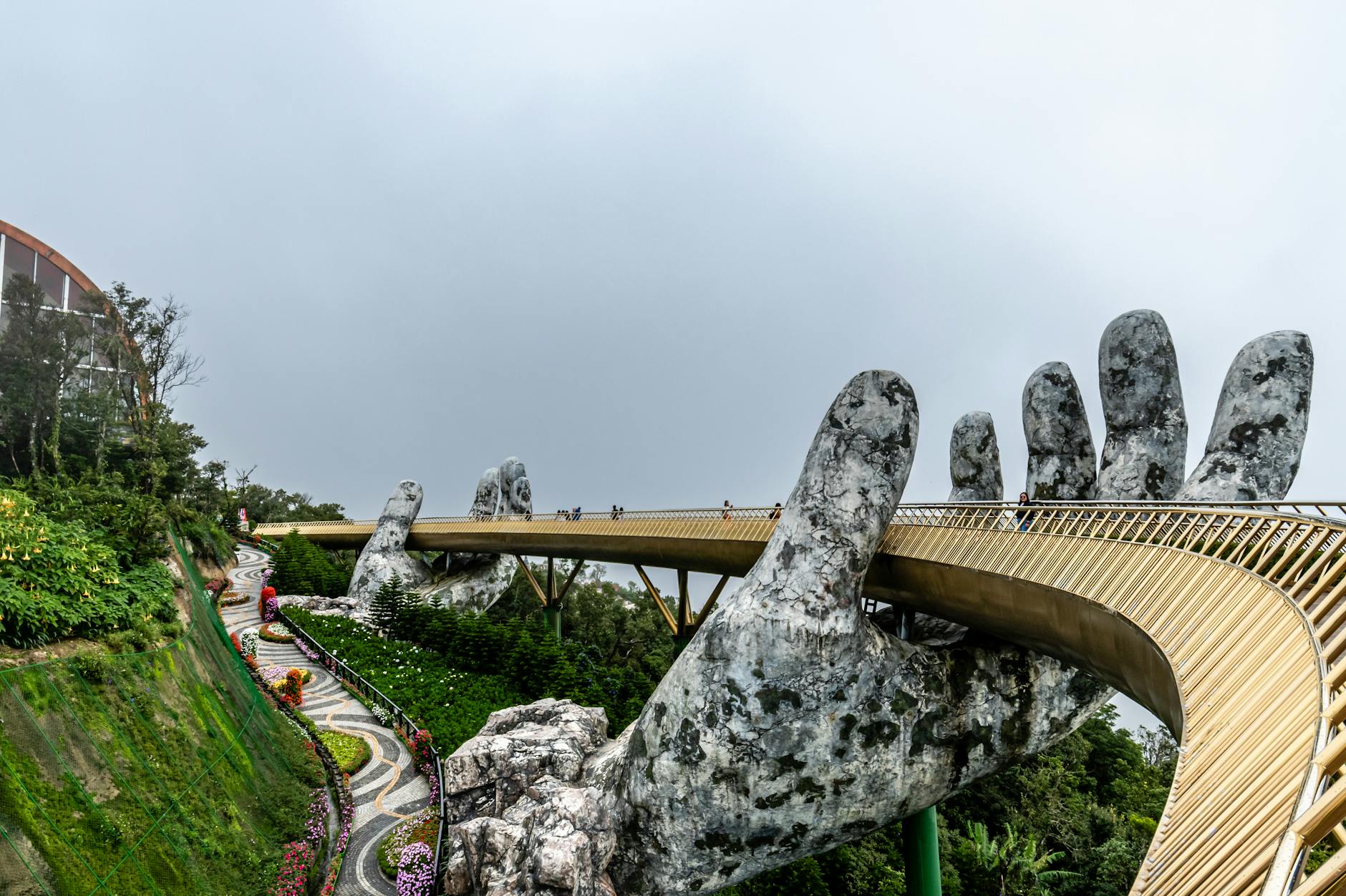 golden hand bridge in da nang in vietnam