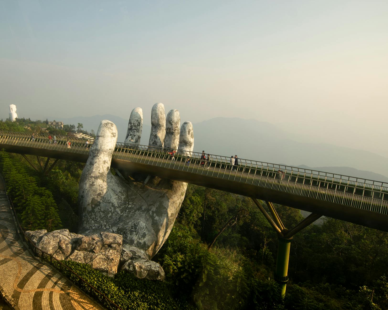 golden bridge at ba na hills during daylight