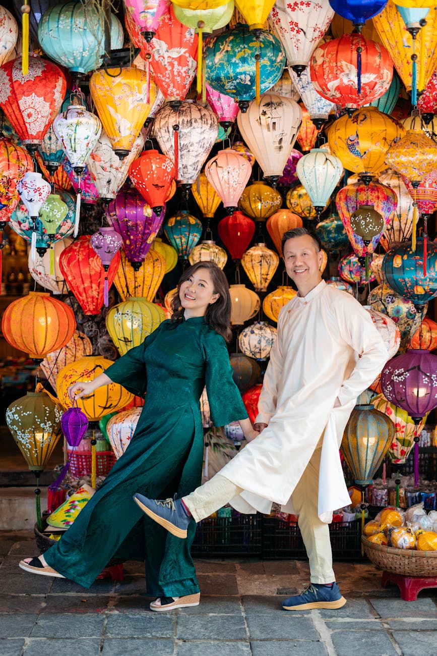 vibrant lantern shop scene in hoi an