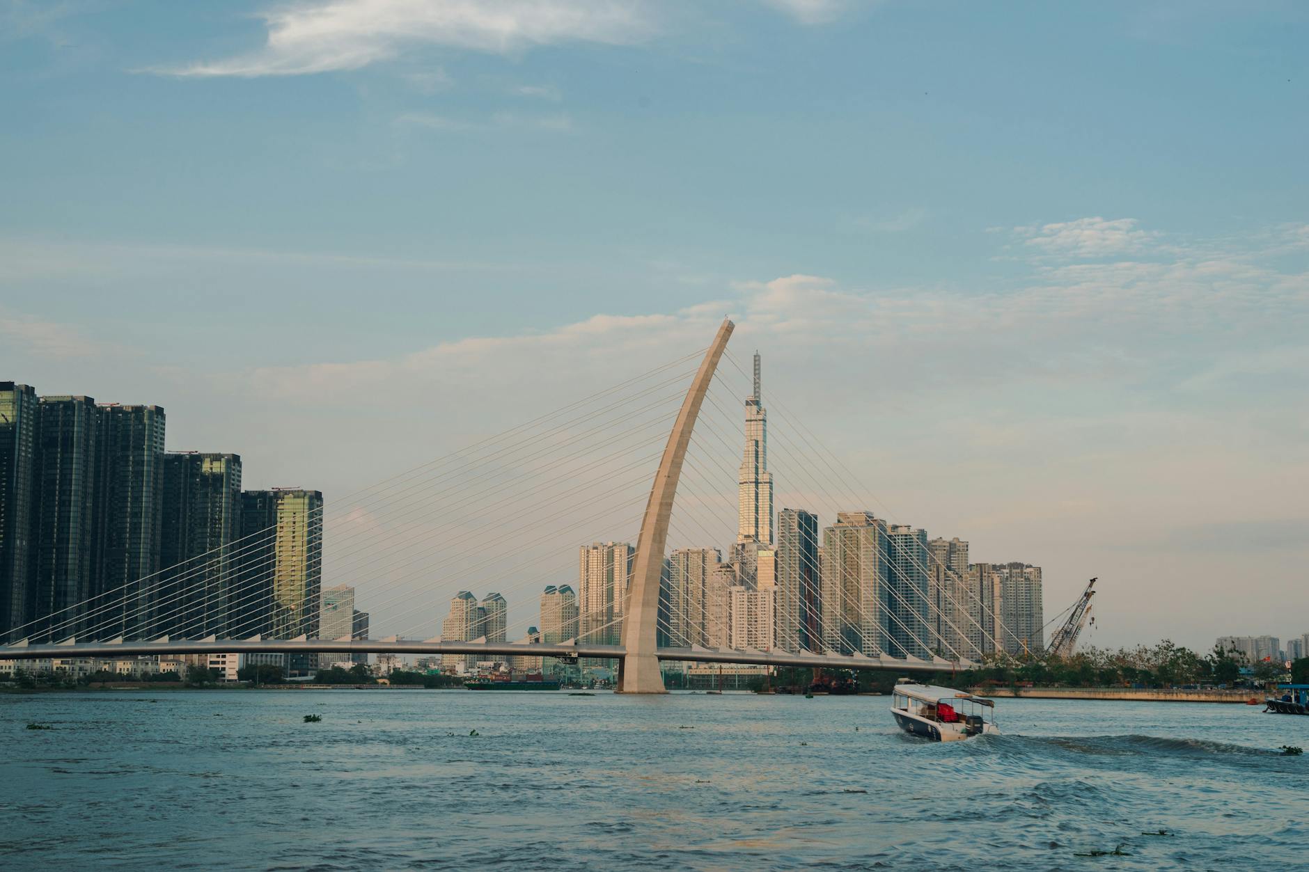 panorama of saigon river and ba son bridge ho chi minh city vietnam