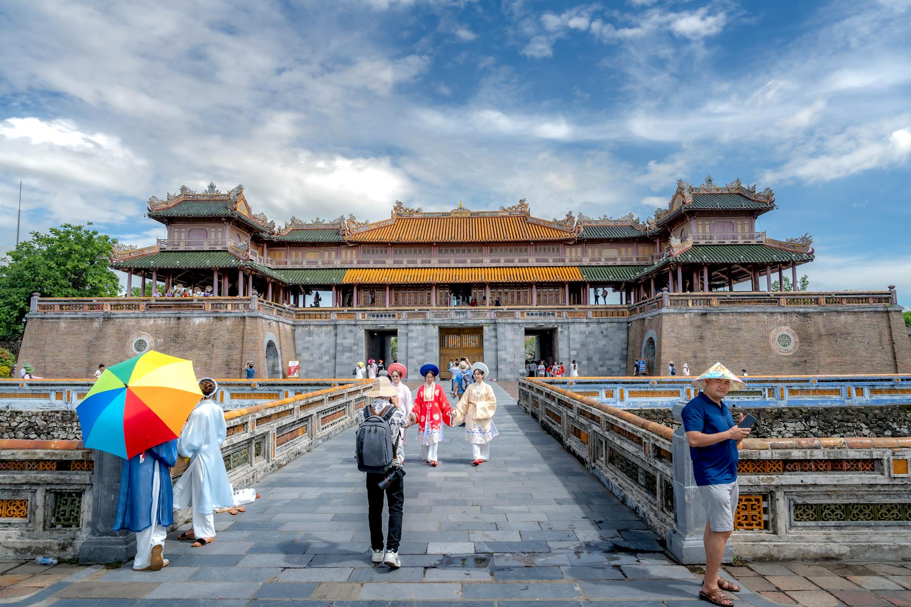 visitors at hue imperial citadel vietnam