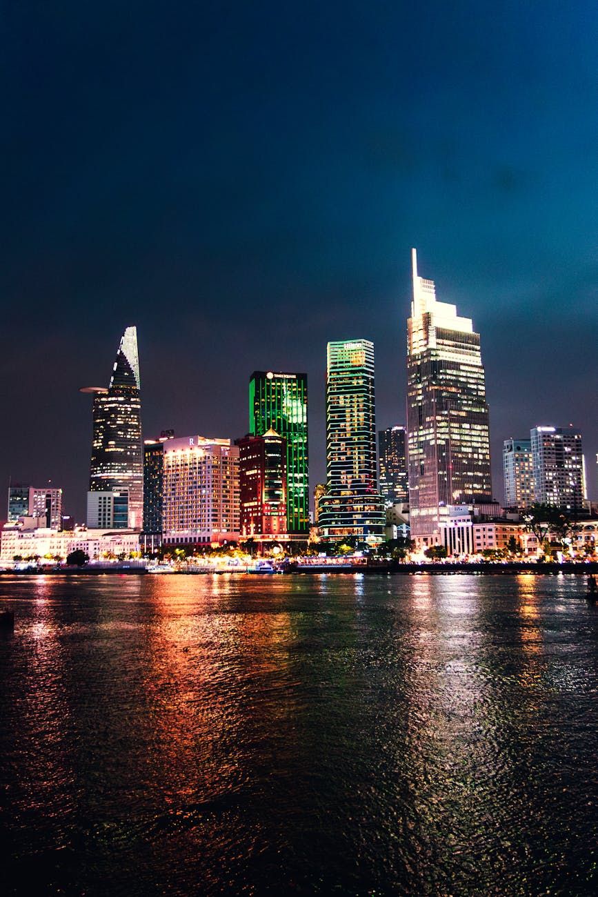 night skyline of ho chi minh city vietnam