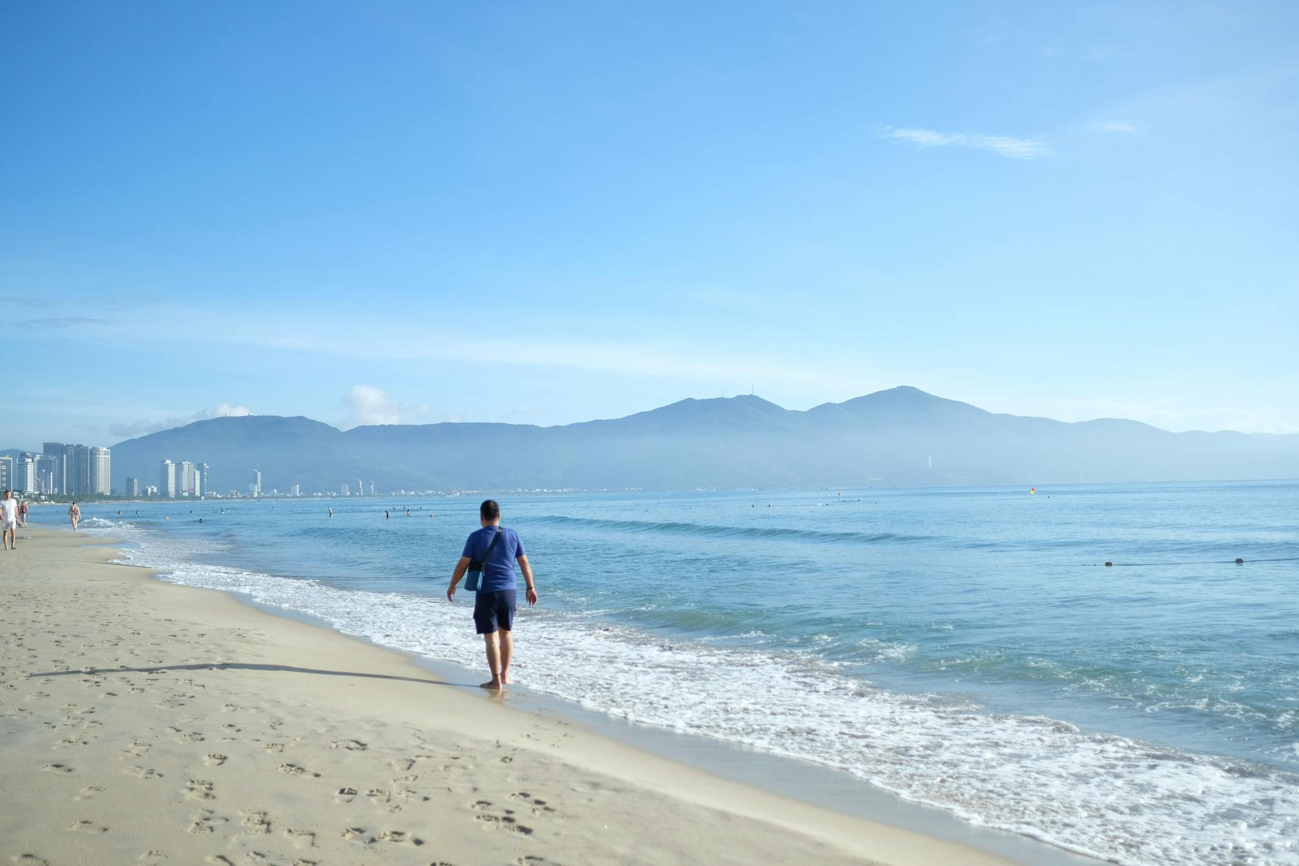 serene morning walk on da nang beach vietnam