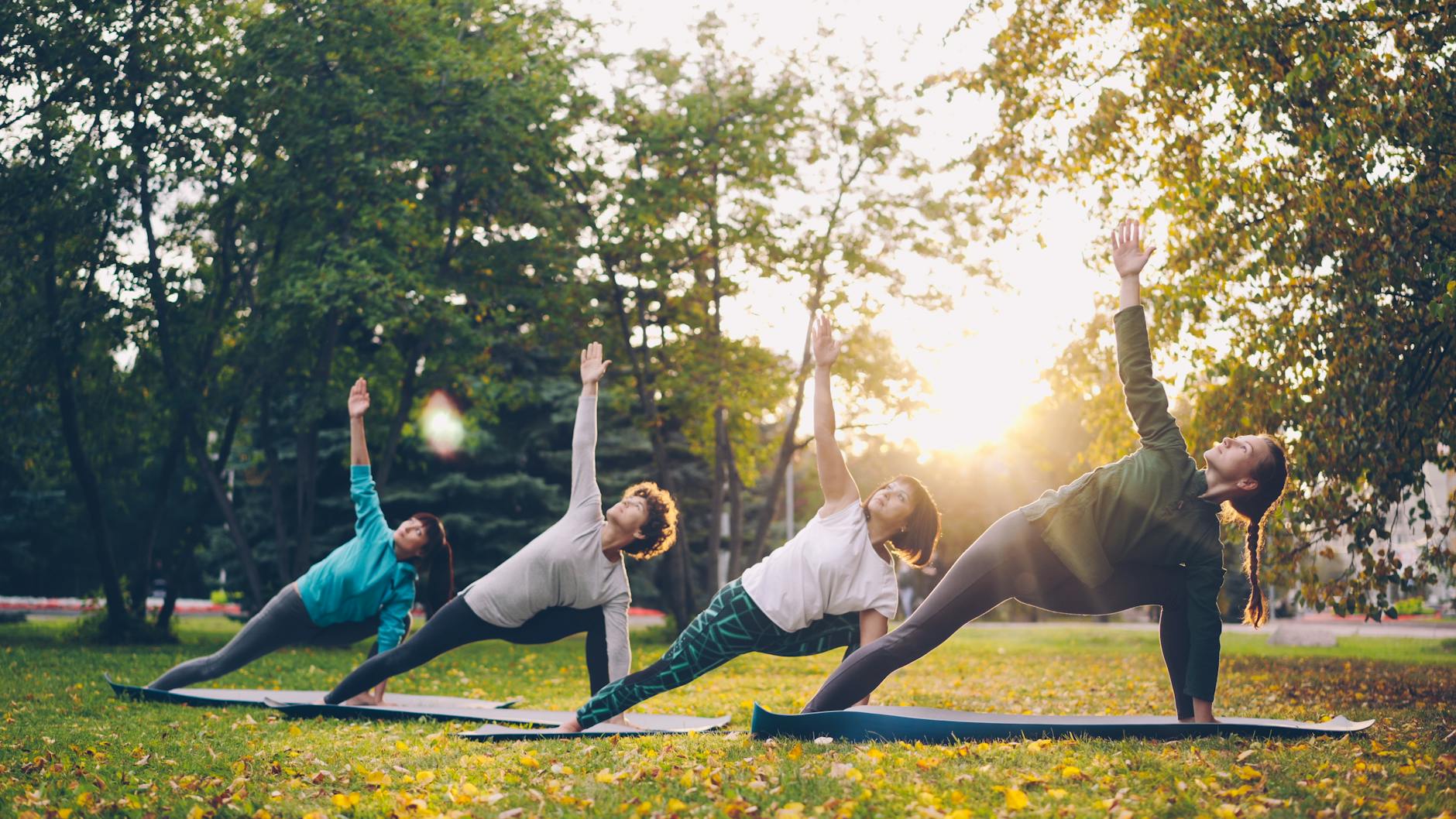 outdoor yoga class in sunny park setting. Vietnamtravelhelp
